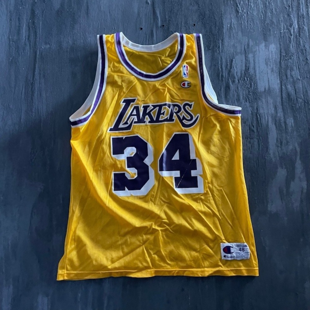 Vintage Lakers Shaq 34 Jersey Mens 48 yellow 1990s Champion
